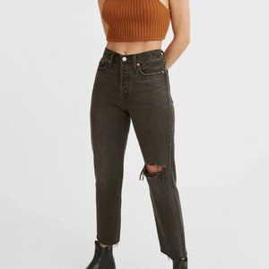 Levi's Wedgie Ripped High Waist Crop Straight Leg Jeans, After Sunset, size 24